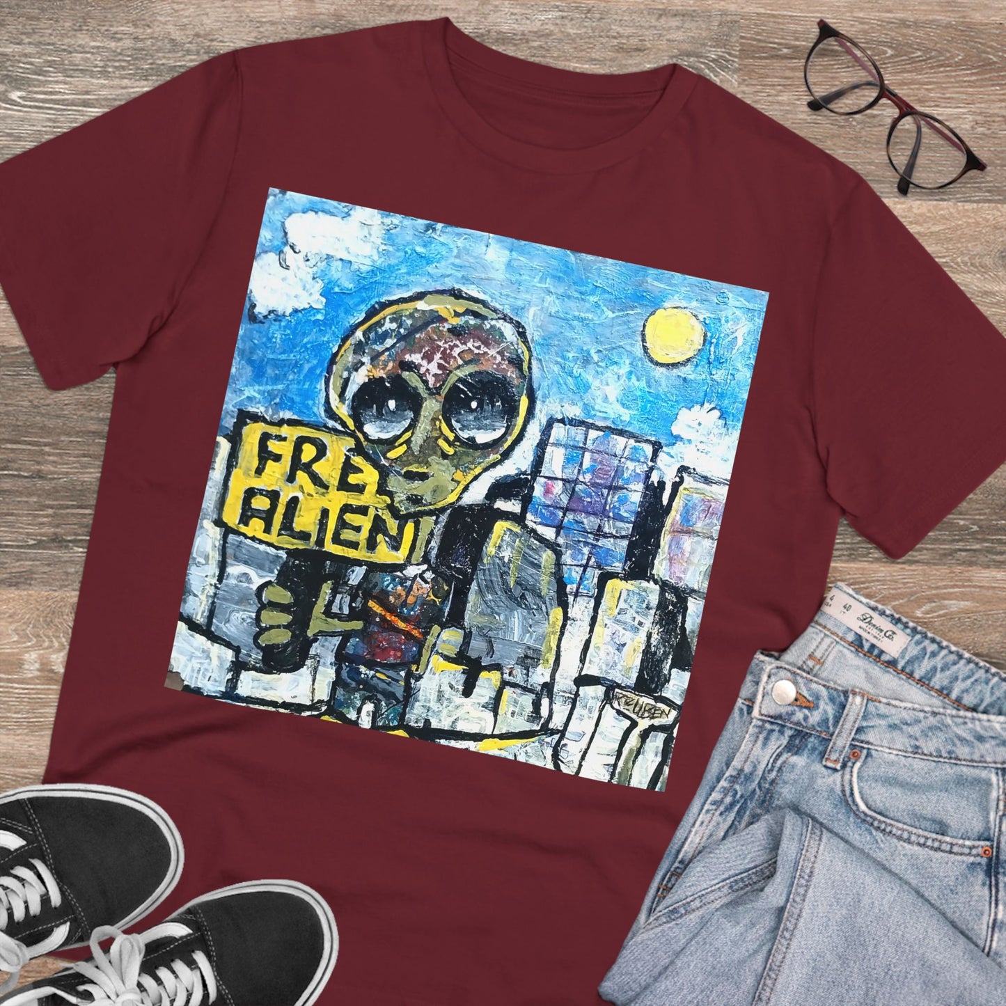 Free Alien by Reuben G - Dark Organic T-shirt - Unisex