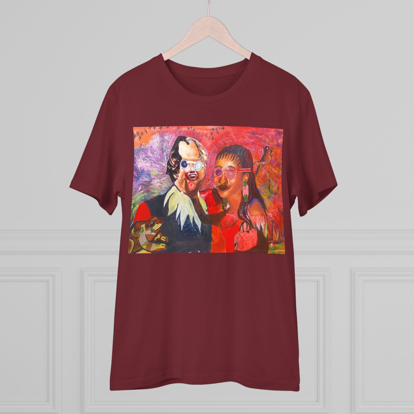 Collage Couple with Frog by  John Kamicha- Dark Organic T-shirt - Unisex