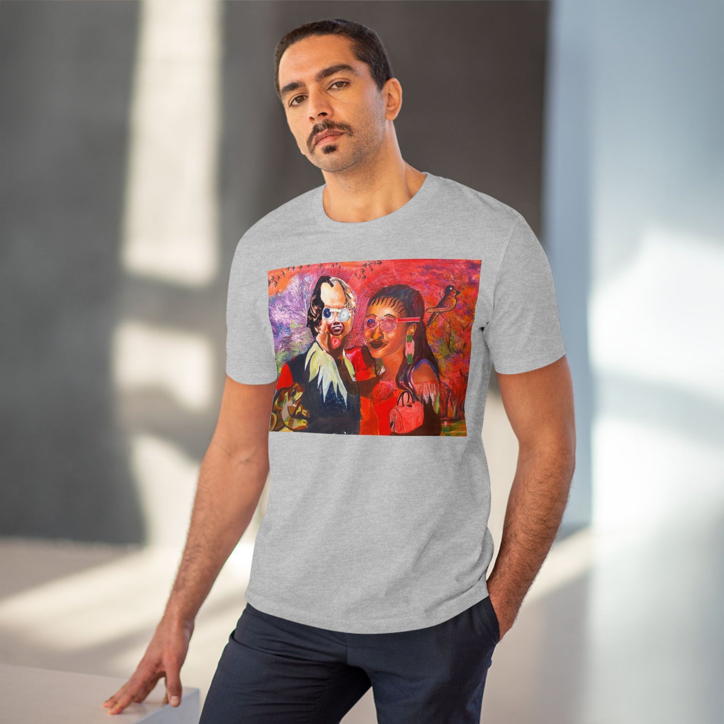 Collage Couple with Frog by John Kamicha - Light Organic T-shirt - Unisex