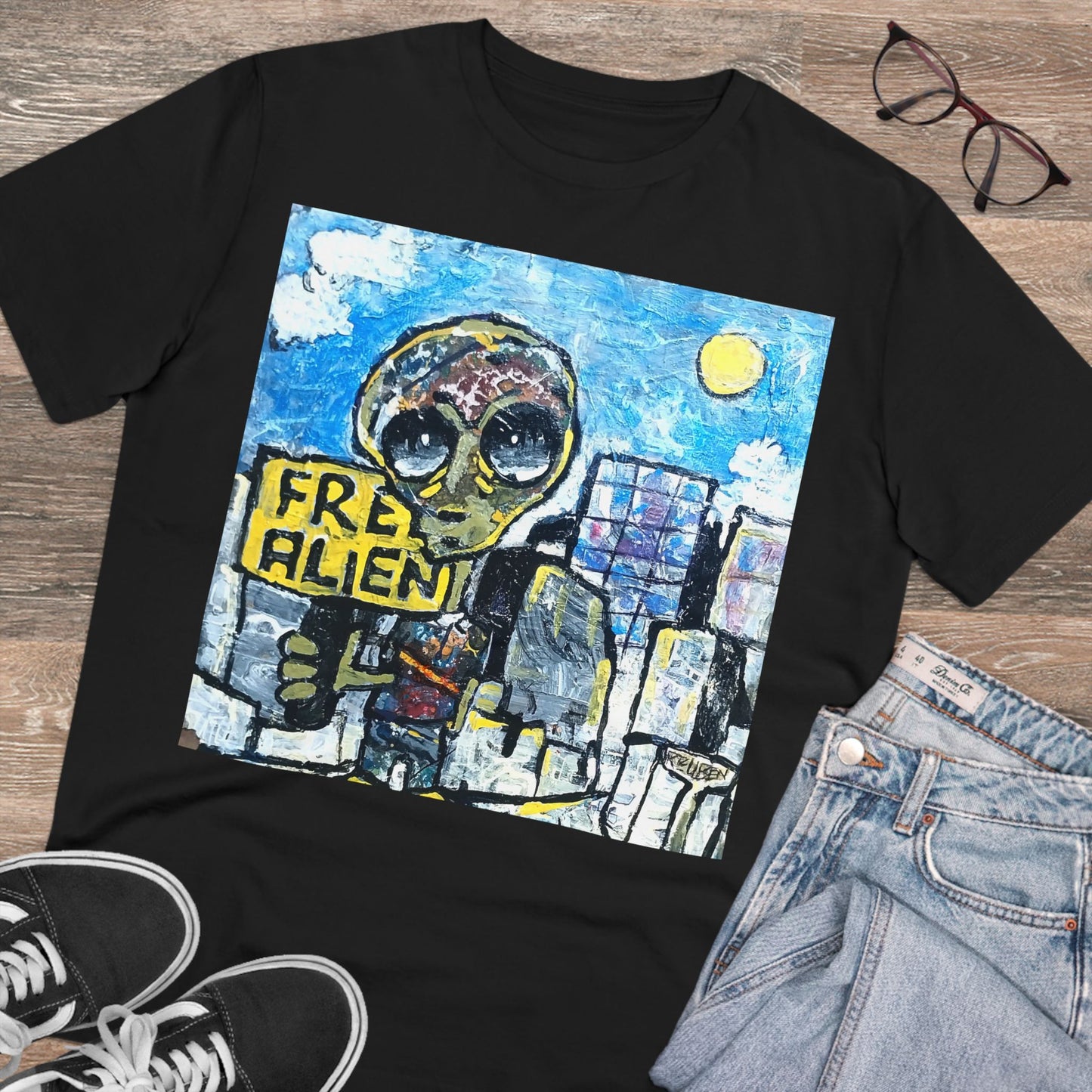 Free Alien by Reuben G - Dark Organic T-shirt - Unisex