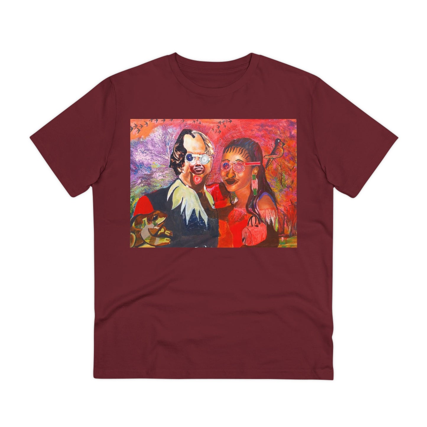 Collage Couple with Frog by  John Kamicha- Dark Organic T-shirt - Unisex