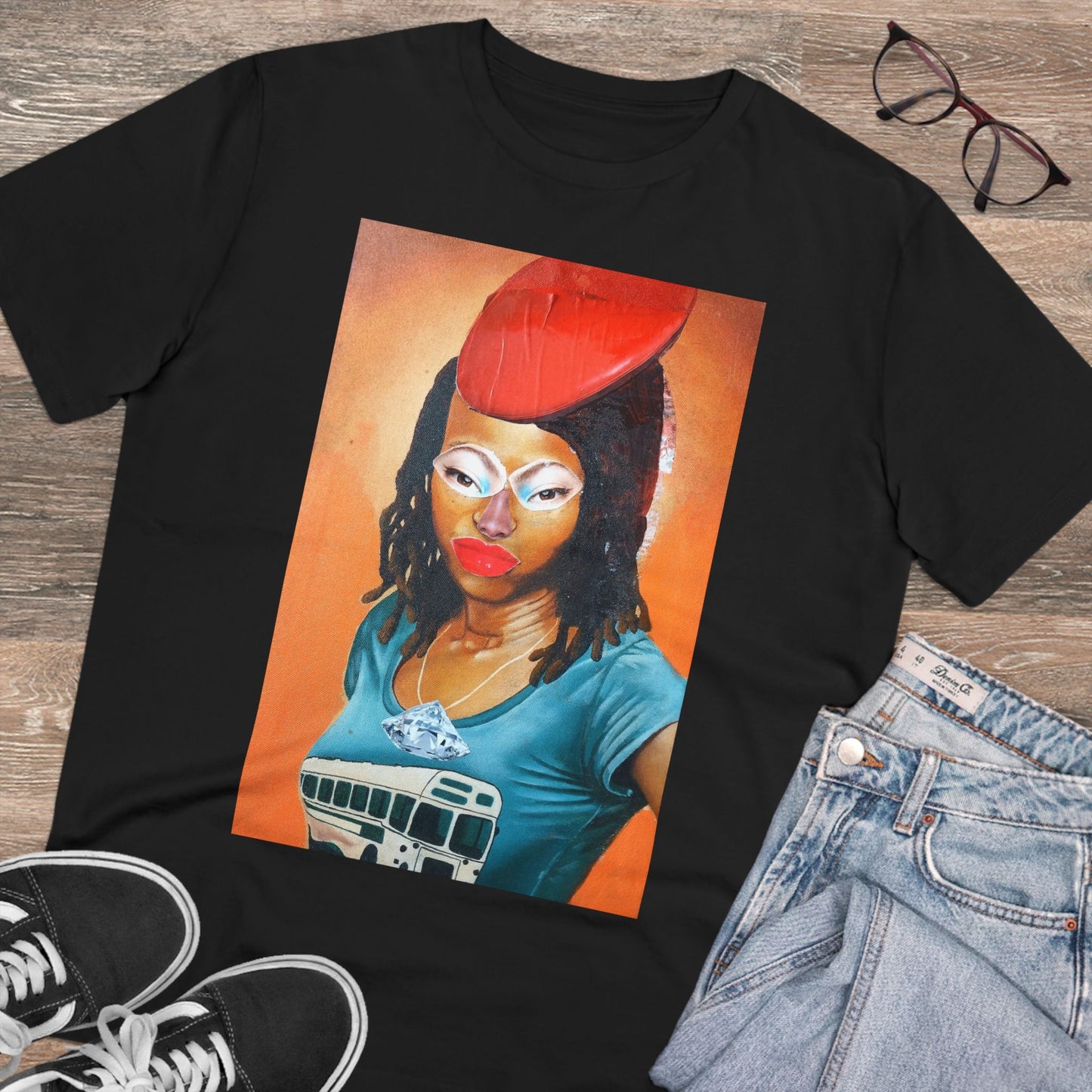 Girl with Red Hat by John Kamicha - Dark Organic T-shirt - Unisex