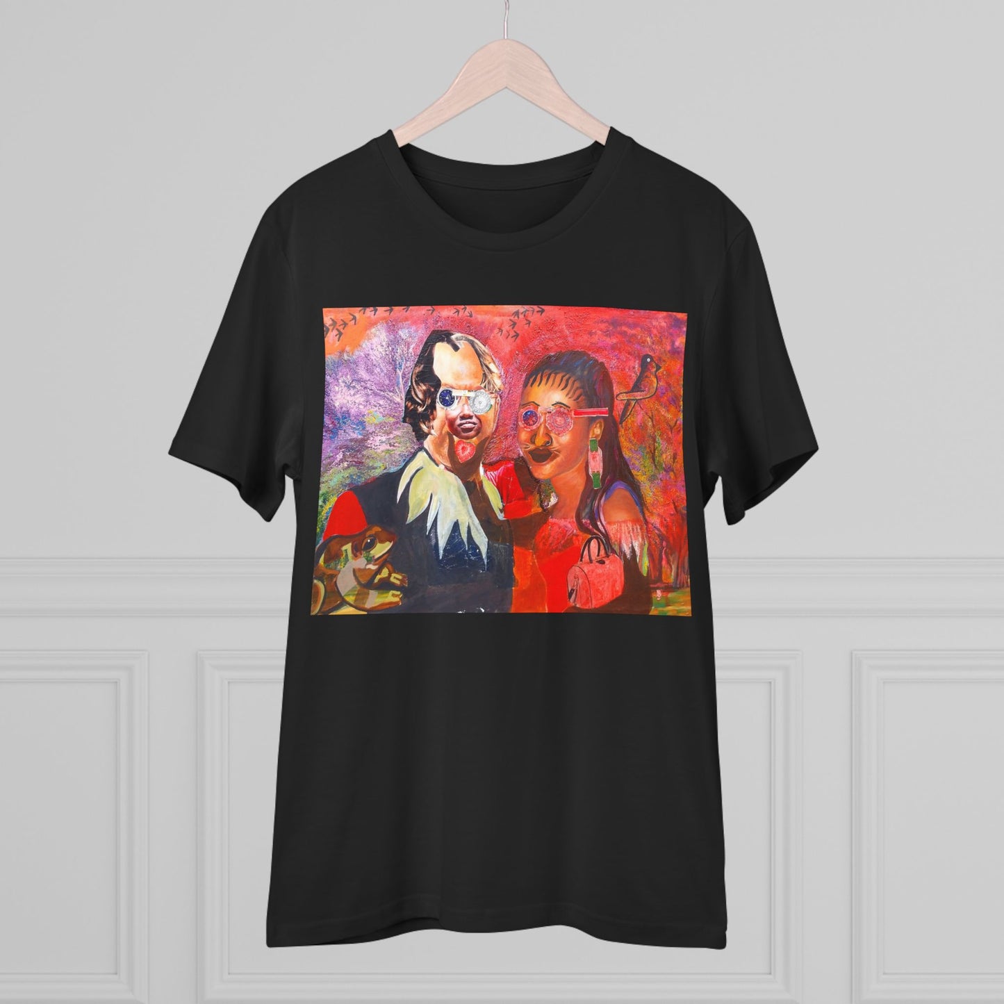 Collage Couple with Frog by  John Kamicha- Dark Organic T-shirt - Unisex