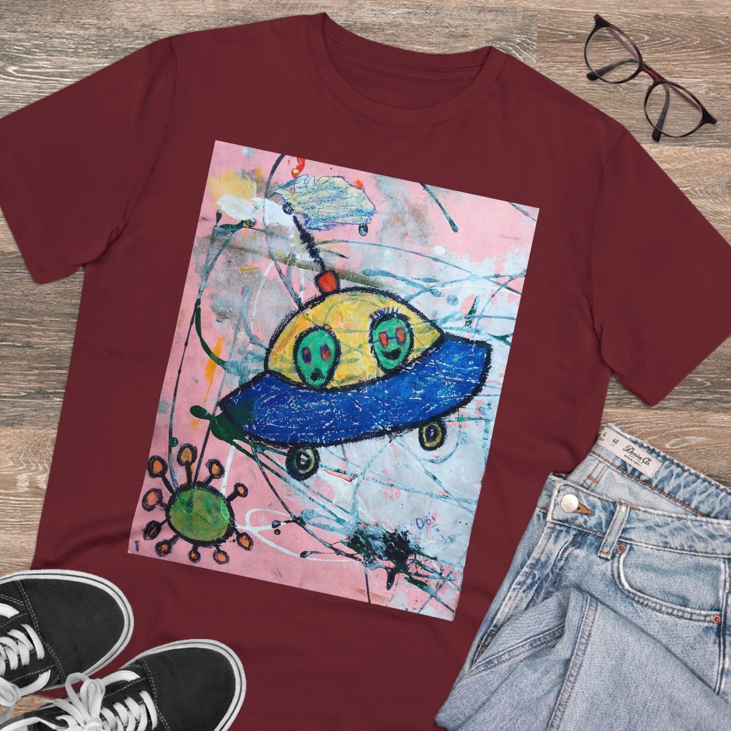 Aliens in Spaceship by Obi - Dark Organic T-shirt - Unisex