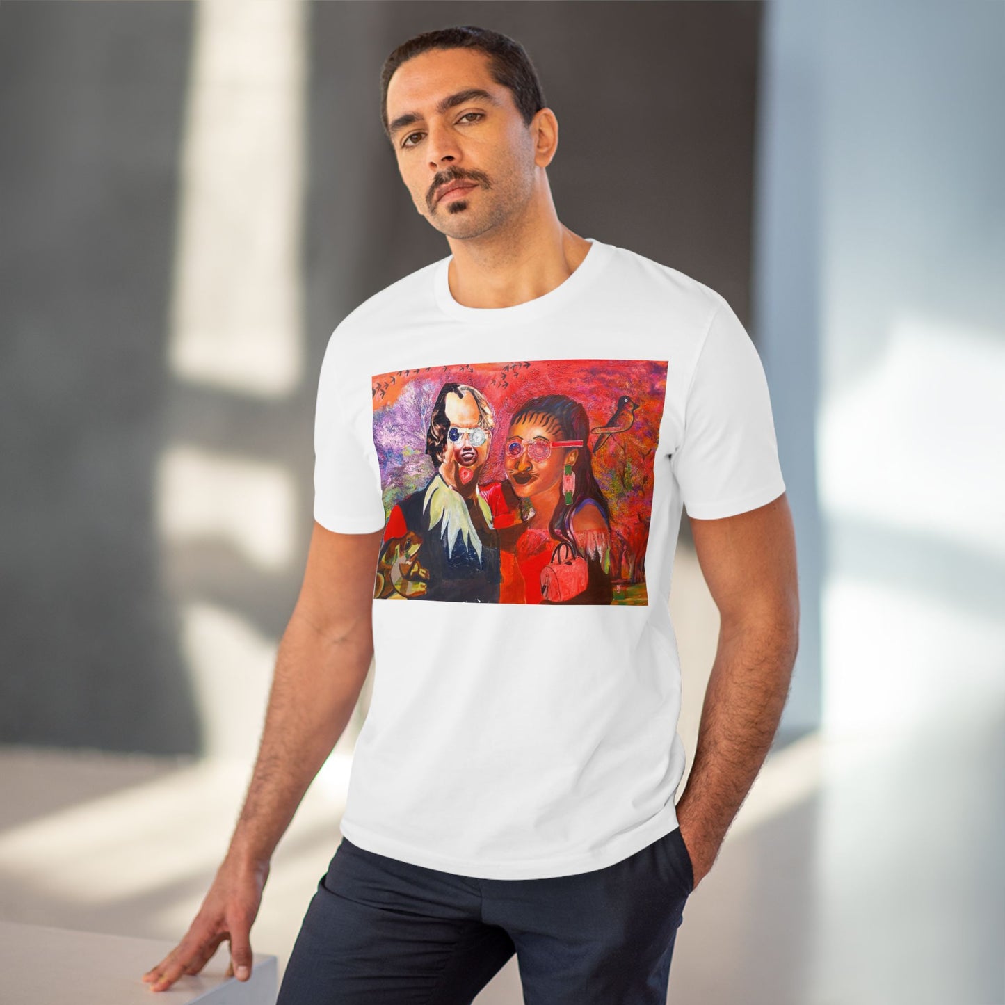 Collage Couple with Frog by John Kamicha - Light Organic T-shirt - Unisex