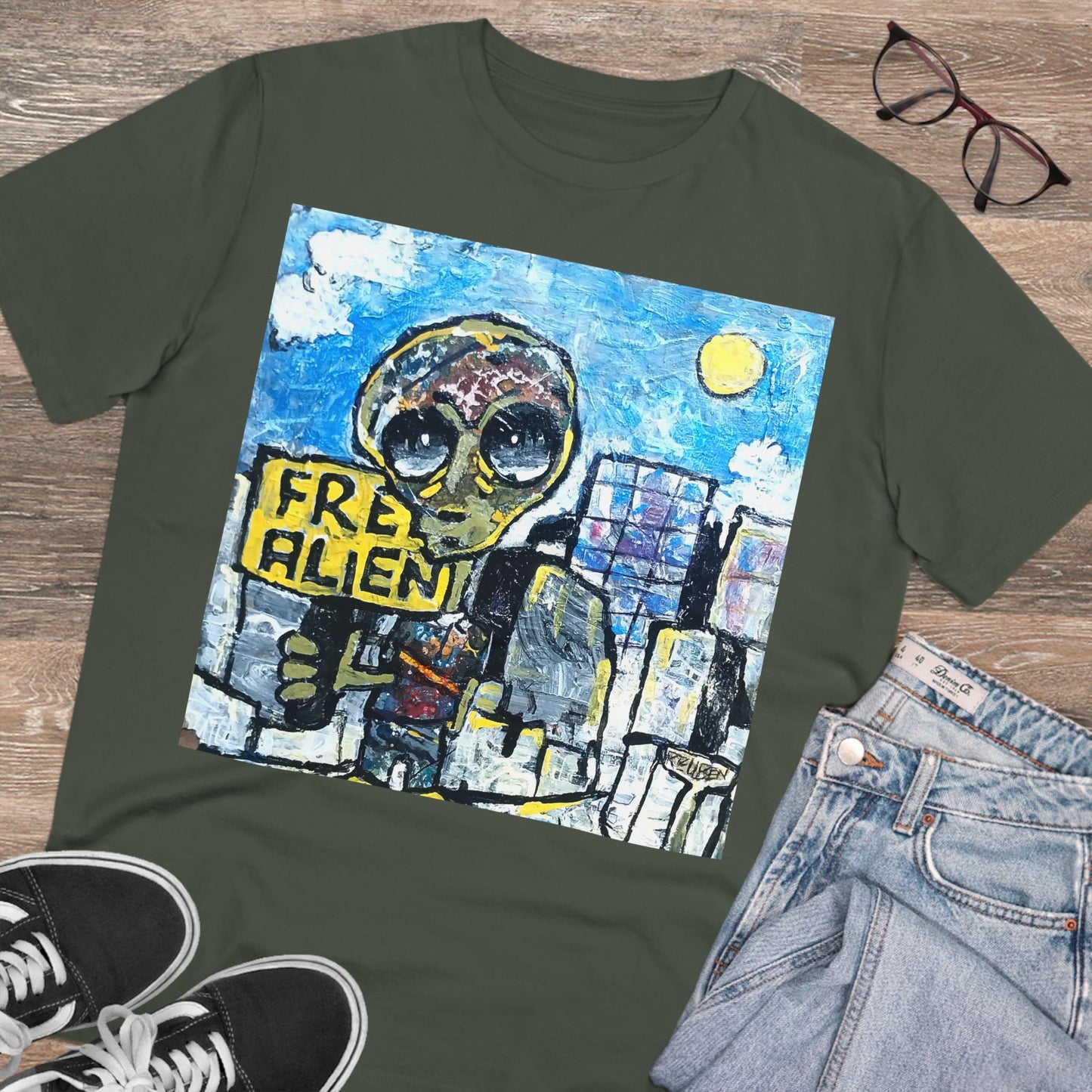 Free Alien by Reuben G - Dark Organic T-shirt - Unisex