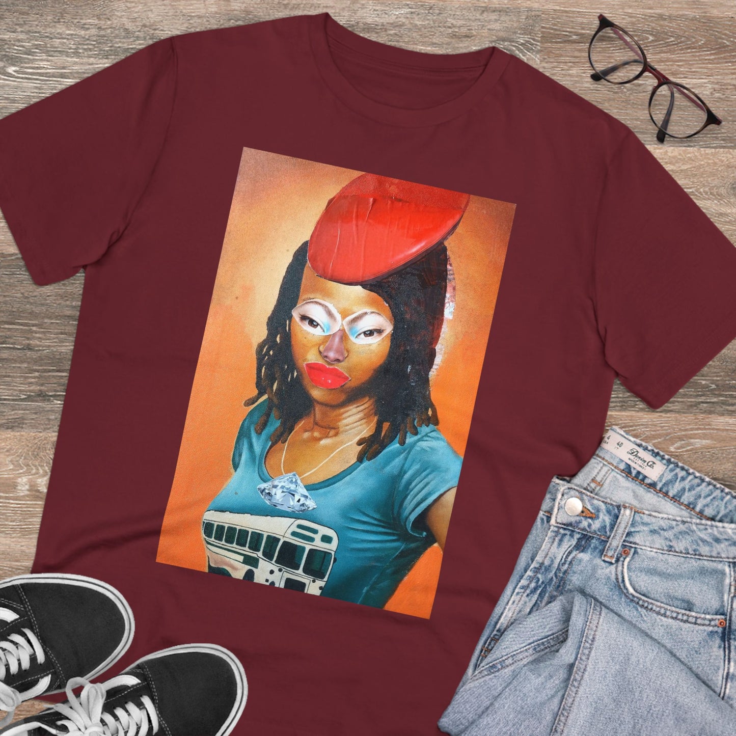 Girl with Red Hat by John Kamicha - Dark Organic T-shirt - Unisex